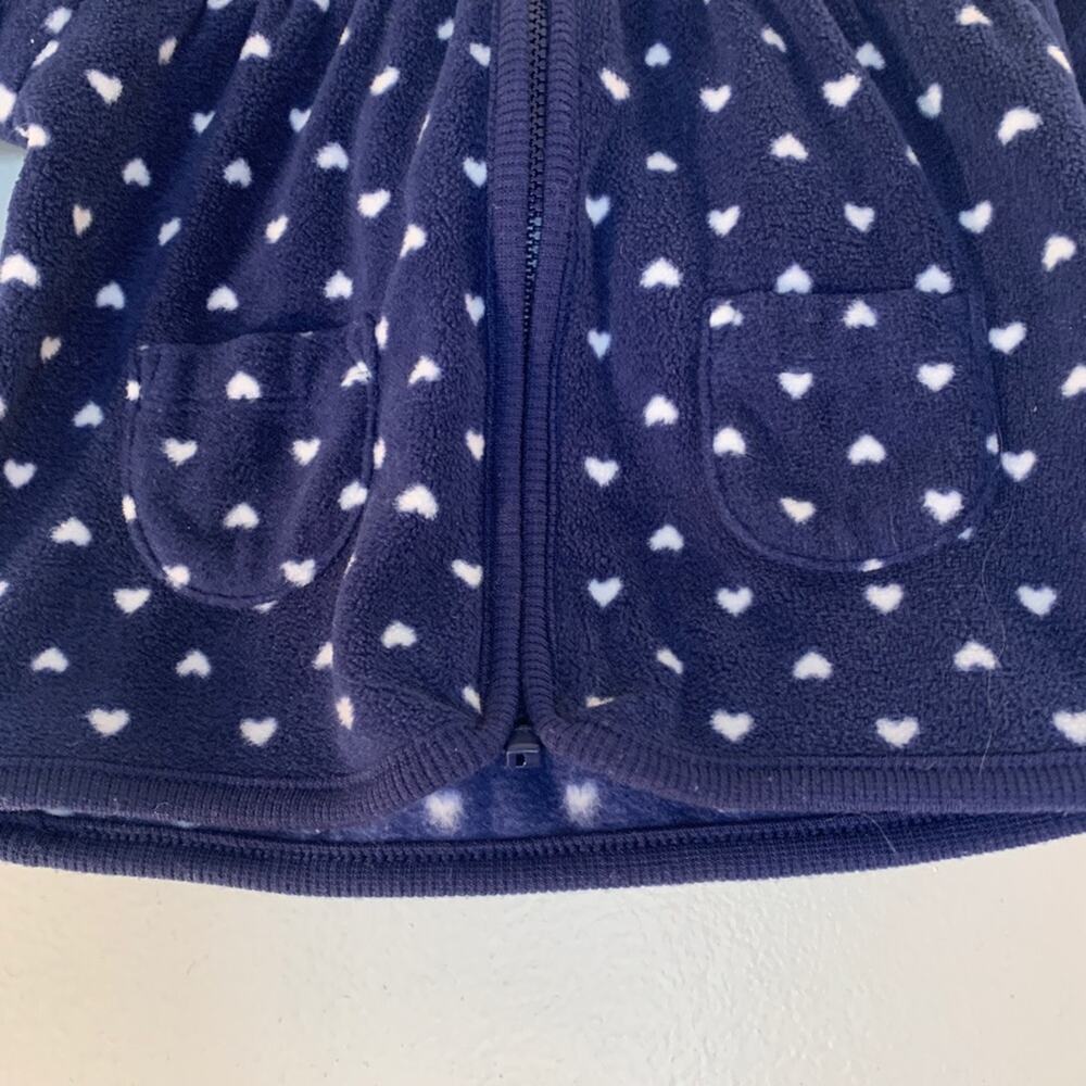 CARTER’S Girl’s Navy with White Hearts Fleece Hooded Zip Up Jacket / Size: 3 Mos - Picture 10 of 10